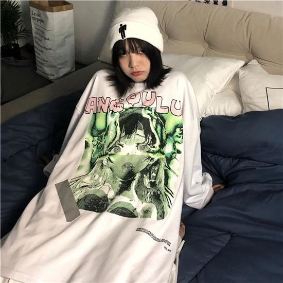 Streetwear Hip Hop Loose Women Hoodies Punk Vintage Femme Clothes Gothic Casual Oversize Kpop Hoody Long Sleeve Sweatshirts