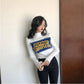 Individual Letters Print Bottoming Shirt Women's Tight Pullover Long-sleeved Wild Sweater