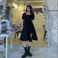 New Mini Design Irregular Bubble Sleeve Small Black Skirt