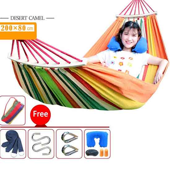 Canvas Hammock Outdoor Adult Single Anti-Rollover Indoor and Outdoor Balcony Swing Chair