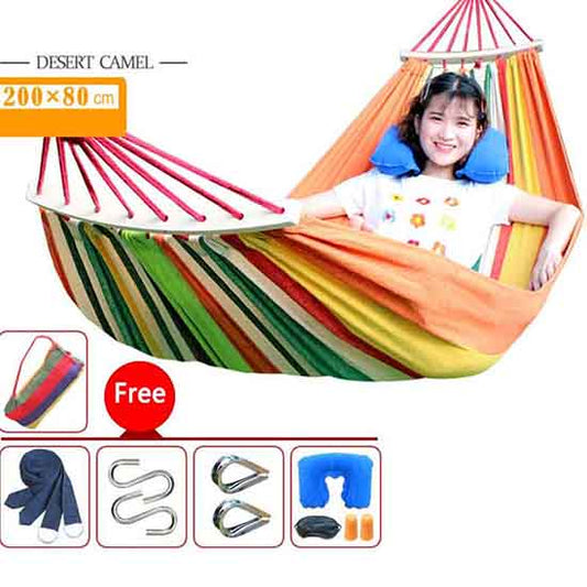 Canvas Hammock Outdoor Adult Single Anti-Rollover Indoor and Outdoor Balcony Swing Chair