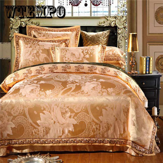 Home Textile Jacquard Luxury Bedding Set Bedlinen  Lace Duvet Cover Sheet Pillowcase