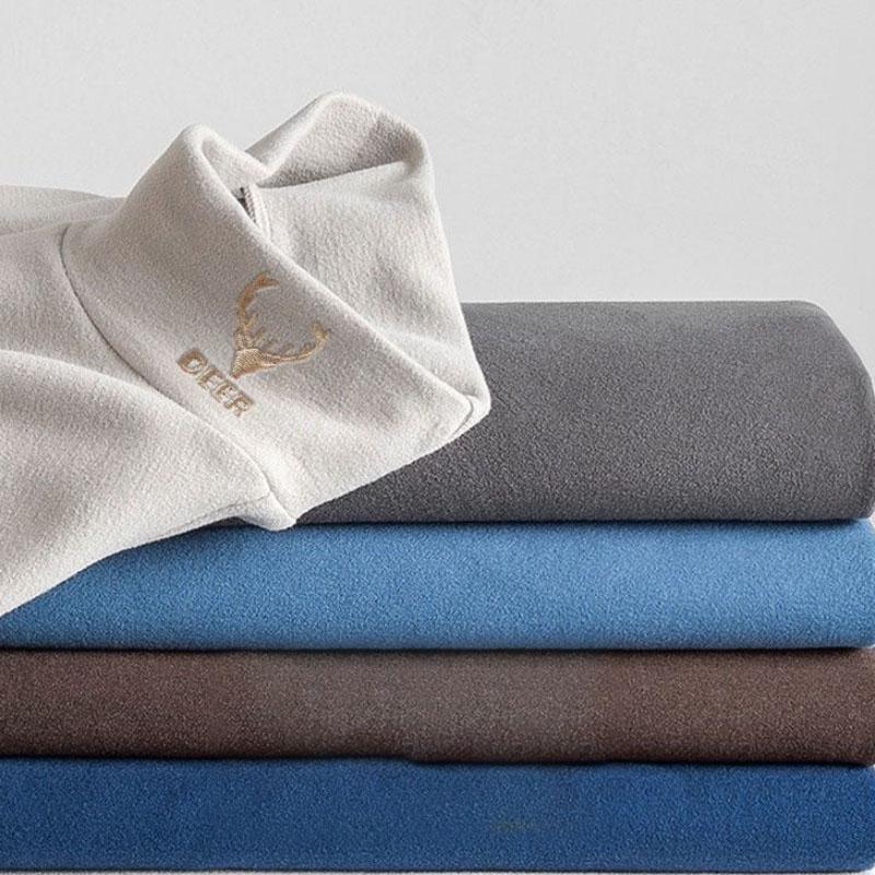 Men's Half High Collar Bottoming Shirt Double-faced Fleece Warm with Autumn and Winter Long-sleeved T-shirt