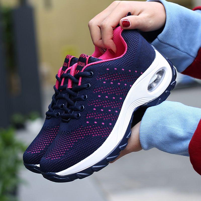Summer Women's Shoes Mesh Breathable Rocking Shoes Square Dance Shoes Air Cushion Large Size Thick Bottom Travel Shoes Women