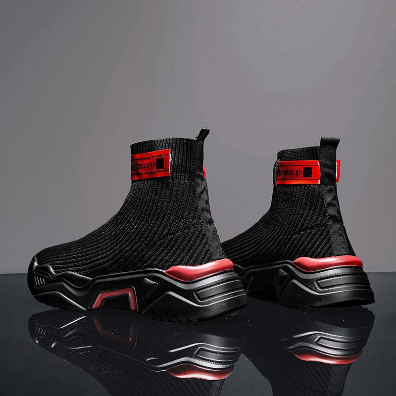 Men's High Top Sneakers Korean Style Trendy All-match Socks Shoes Teen Student Trendy Shoes