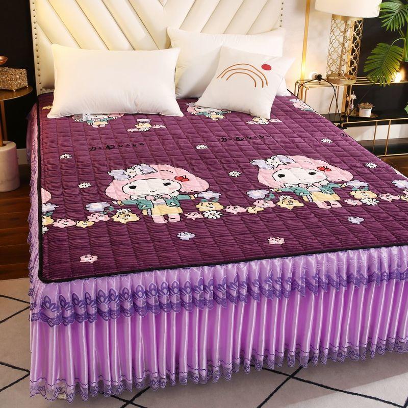 Flannel Lace Bed Skirt One-piece Large Bed Sheet Thickened Simmons Protective Cover