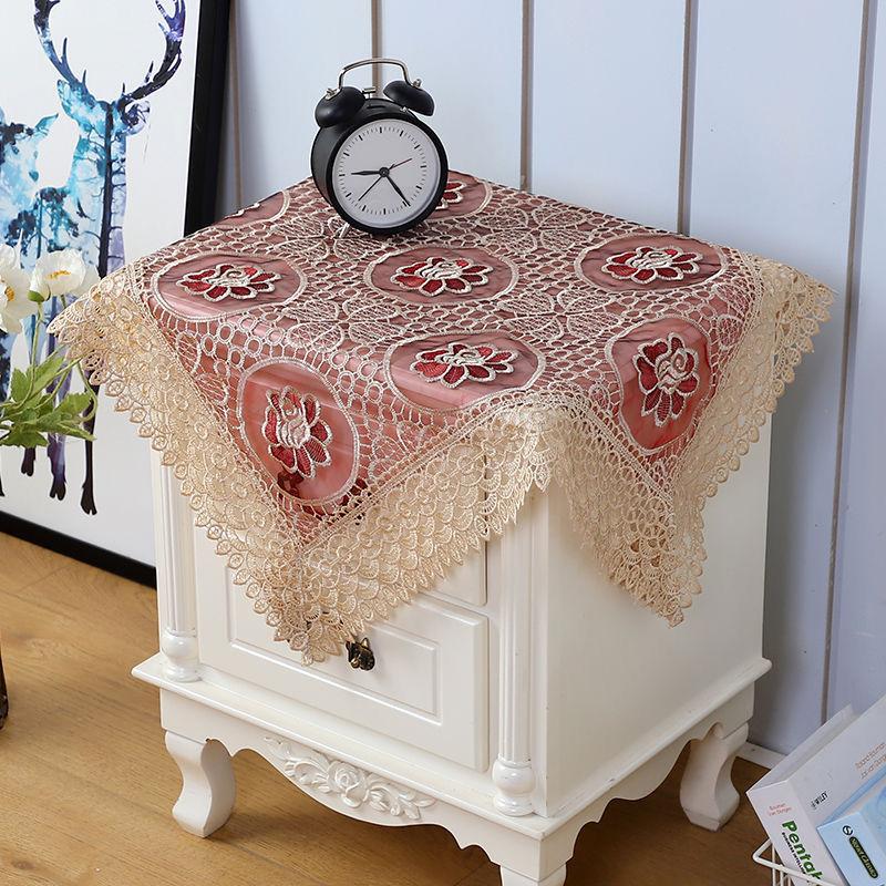 Two-piece Hollow Lace Multi-purpose Cover Cloth Cover Towel Bedside Table Cover Tea Table Cloth Refrigerator Dust Cover