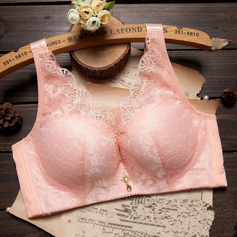 Thin Underwear Women's No Steel Ring Bra Gather Adjustment Type Upper Collection Auxiliary Breast Sexy Lace Breathable Anti-glare Bra