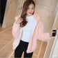 Fall/winter Hooded Pocket Sweater Loose Long-sleeved Furry Coat Solid Color Zipper Non-fading Top