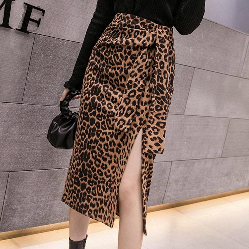 Summer 2020 Boho Bodycon Leopard Print High Waist Skirts Womens Midi Leopard Skirt Punk Streetwear
