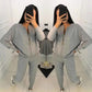 3pcs/set Knitted Sweater Suit Casual Chain Vest Knitted Jacket + Elastic Pants Three-piece Sets Women Outfits