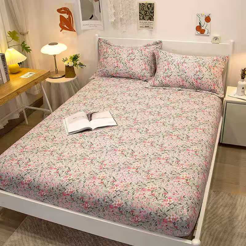 Fitted Waterproof Twin Mattress Cover Cotton Thick Printed Bedspread Bed Sheet Mattress Protector