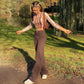 Vintage Y2K Joggers Women Cargo Pants 90s Streetwear Caramel Brown Low Waist E-girl Aesthetic Loose Straight Trousers Female