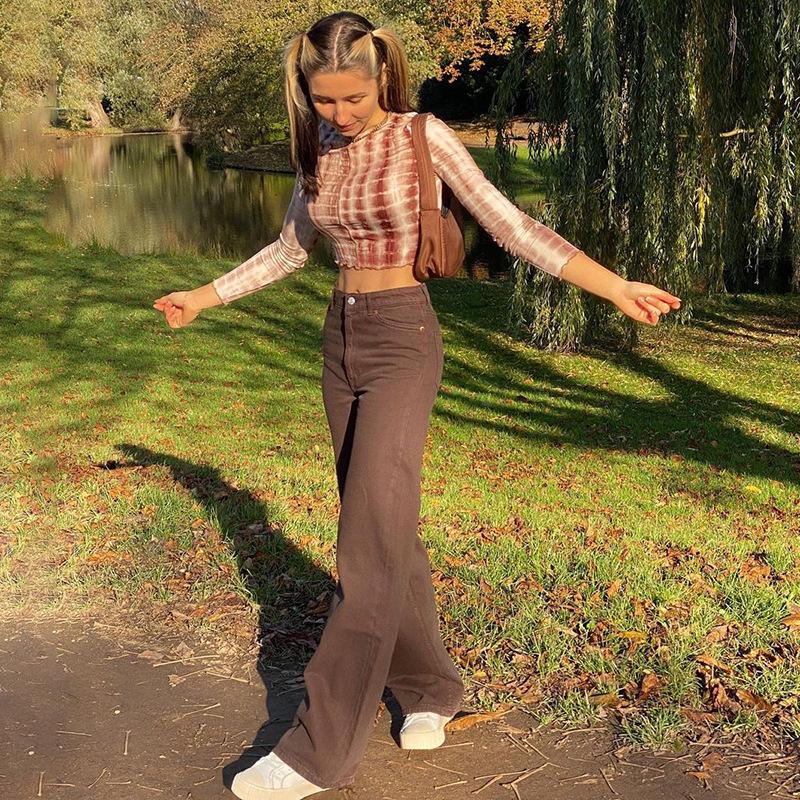 Vintage Y2K Joggers Women Cargo Pants 90s Streetwear Caramel Brown Low Waist E-girl Aesthetic Loose Straight Trousers Female