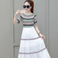 Pofulove S-2XL Women Vintage Off-shoulder A-line Dress Slim Single-neck Mid-length Dress Beach Dress