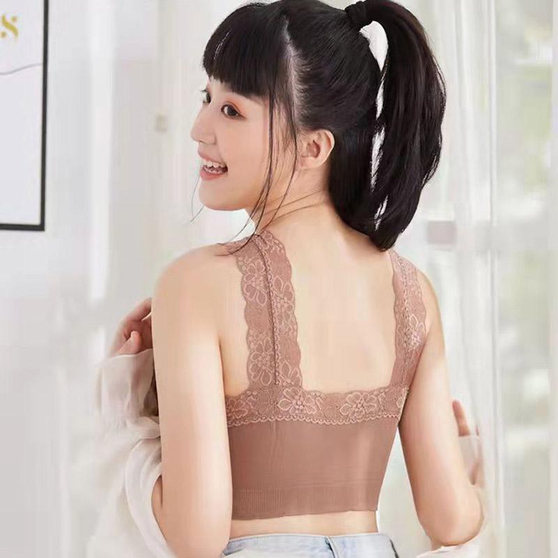 Korean Version Comfortable Breathable Skin-friendly No Steel Ring Gathered Sexy Lace Beautiful Back Elastic Close-fitting Women's Underwear Bra