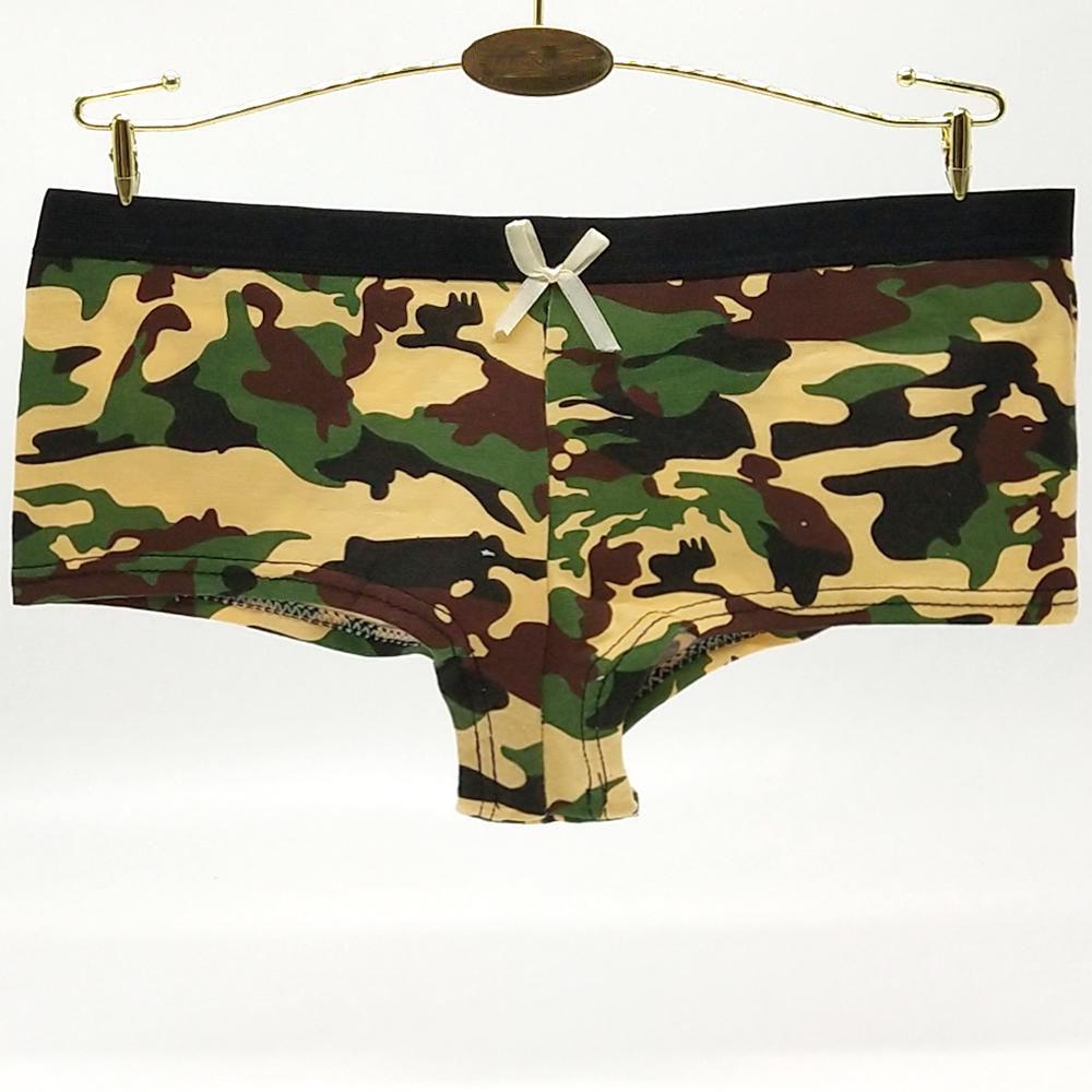 WTEMPO 6 pcs/lot Seamless Panties Women Fashion Panties Cotton Camouflage Print Underwear Army Green