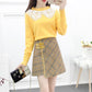Autumn and Winter Sweater Suit Women Sweet Lace Stitching Knitted Sweater Top and Asymmetric Woolen A-line Skirt Two-piece Ladies Outfits