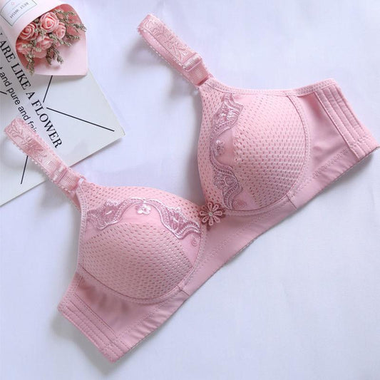 Thin Ladies No Steel Ring Bra Middle-aged Underwear Gather Through Anti-sagging Bra