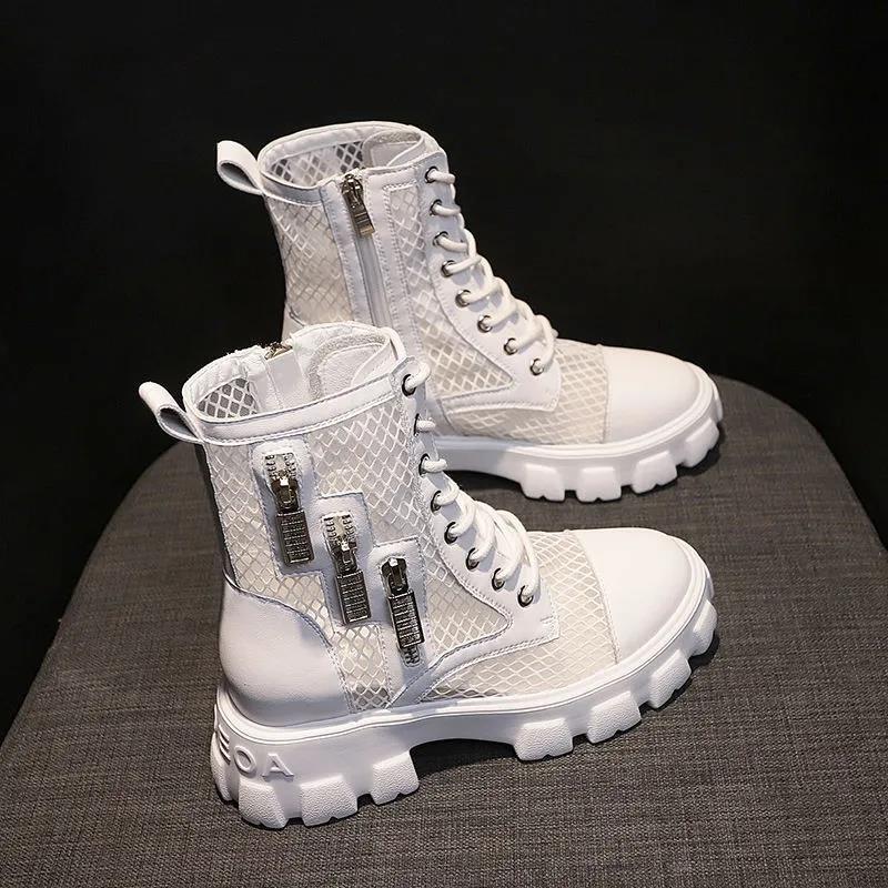 Summer Thin Women's Martin Boots Hollow Breathable Net Boots Women's Shoes with Skirt