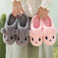 Autumn and Winter Cotton Slippers Female Cute Plush Couple Half-pack with Warmth and Non-slip Plush Slippers for Home Indoor