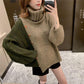 Autumn and Winter Loose Turtleneck Sweater Casual Color Matching Diagonally Buttoned Top Fashion Knitted Women's Jacket