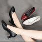 Single Shoes Women's Thick Heel Women Shoes Summer Soft Sole Mid-heel Shoes Spring and Autumn All-match Leather Shoes