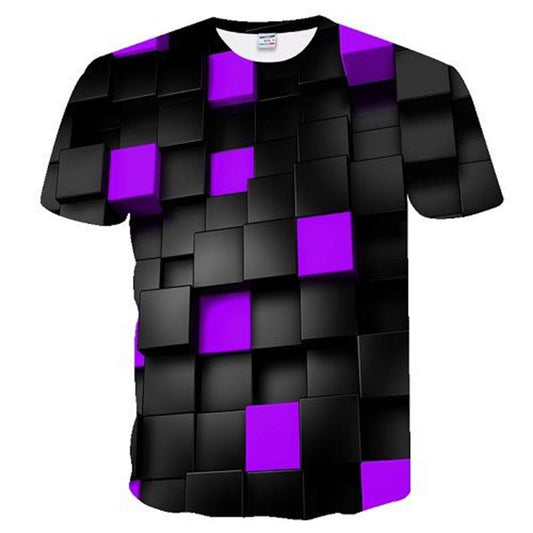 WTEMPO Summer Square 3DT Shirt Men's Summer Casual Loose Breathable Short-sleeved Shirt