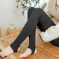 Cotton Trousers Women's Thickened and Velvet Leggings Autumn and Winter Wear Thin Vertical Threaded High Waist Warm Pants Step on The Foot Pants