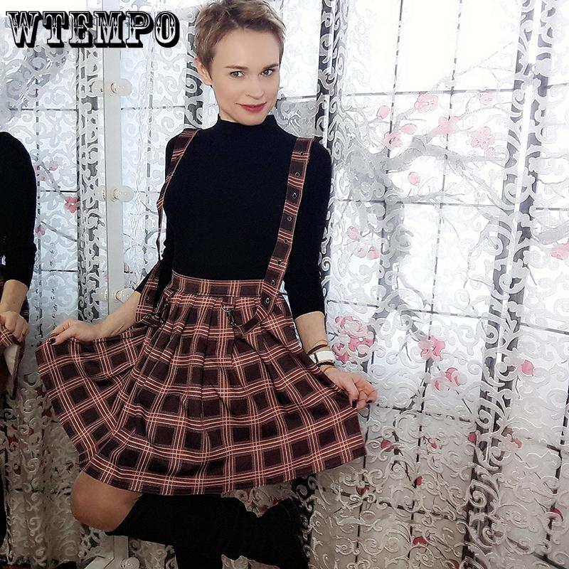 A-line Pleated Skirt Womens High Waist Streetwear Cotton Plaid Skirts Dancing Short Skirts