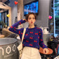 Pofulove Loose Sweater Large Size Autumn and Winter Thick Cherry Long-sleeved Round Neck Sweater