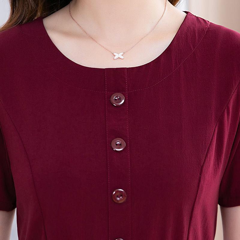 Female Vintage Elegant Casual Dress Slim Graceful Button Solid Mid-length Holiday High Waist Dress