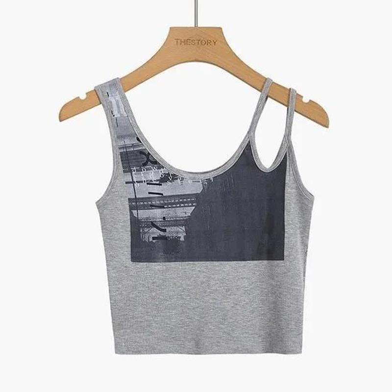 Gray Short-sleeved Irregular T-shirt Women's Short Umbilical Short Chic Top Two-piece Female Summer