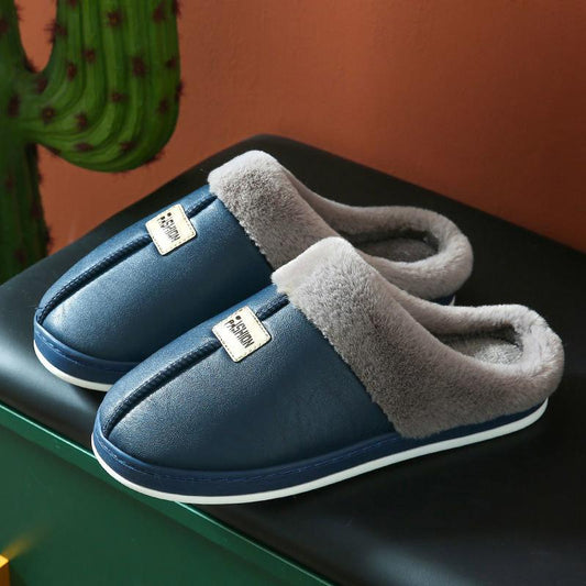 Cotton Slippers Men's Home Winter Indoor Warm Waterproof Couple Cotton Shoes