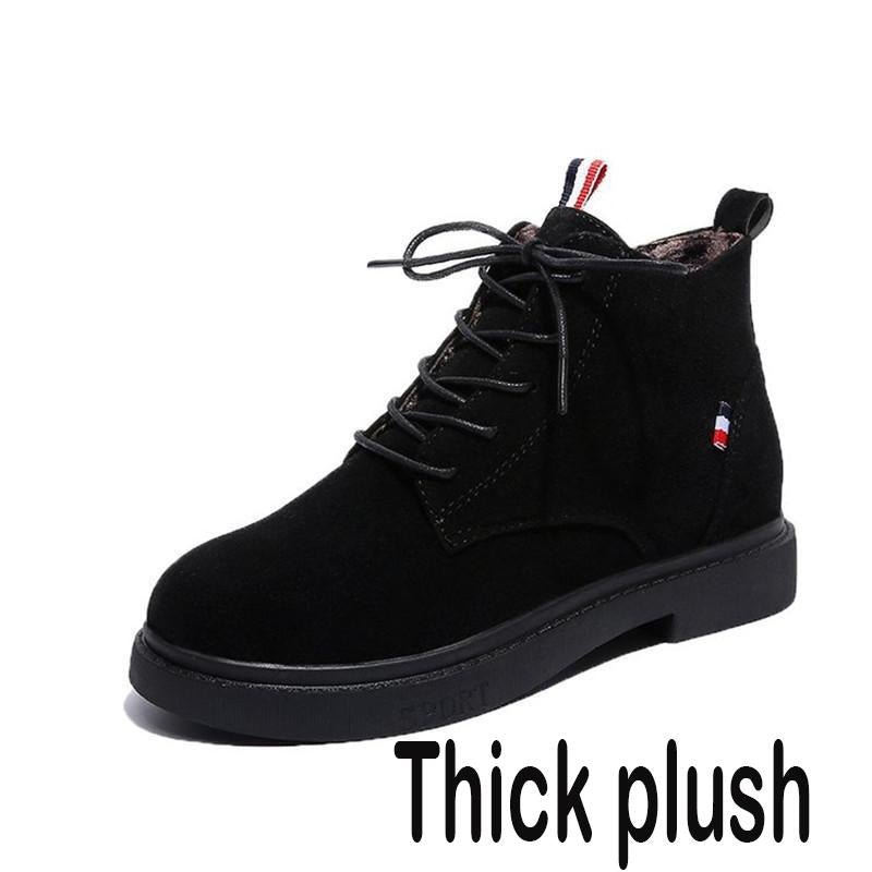 Pair of Woman Shoes Women's Fashion Brown Autumn Winter Boots Solid Lace PU Martin Boots