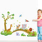 3d Cartoon Wall Stickers Jungle Wild Animal Tree Bridge Lion Giraffe Elephant Birds Flowers For Kids