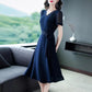 Chiffon Dress Mid Length Ladies Loose Large Size Short Sleeve V-Neck Skirt