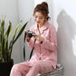 Pure Cotton Thin Casual Pajamas Women's Long-sleeved Pajamas Summer Ladies Suit Home Service Can Be Worn Outside