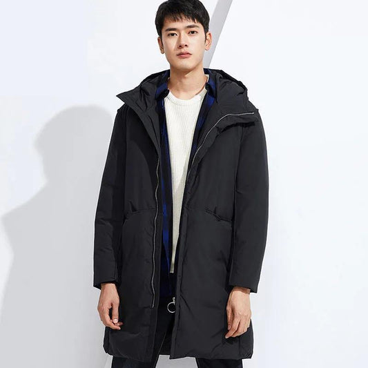 Winter Men's Mid-length White Duck Down Down Jacket Fashion Youth Warm Jacket Thickened Cold Clothing