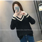 Autumn and Winter V-neck Sweater Fashion Loose Knit Bottoming Shirt Color Matching Female Top