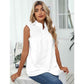 European and American Shirt Women's Sleeveless High Neck Button Frill Loose Casual Top