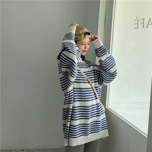 Autumn and Winter New Half-neck Sweater Female Students Loose Wild Thin Pullover Sweater Jacket