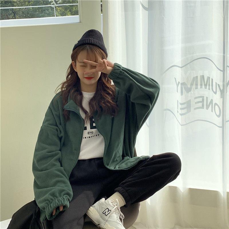 Spring and Autumn Loose All-match Sports Cardigan Hooded Baseball Uniform Sweater Women Coat