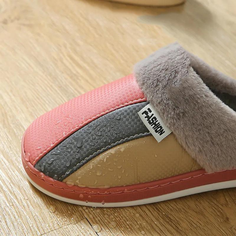 Winter Warm Cotton Slippers Women Men Home Shoes Simple Non-slip Indoor Slides Corduroy Couple Slipper Female Shoes