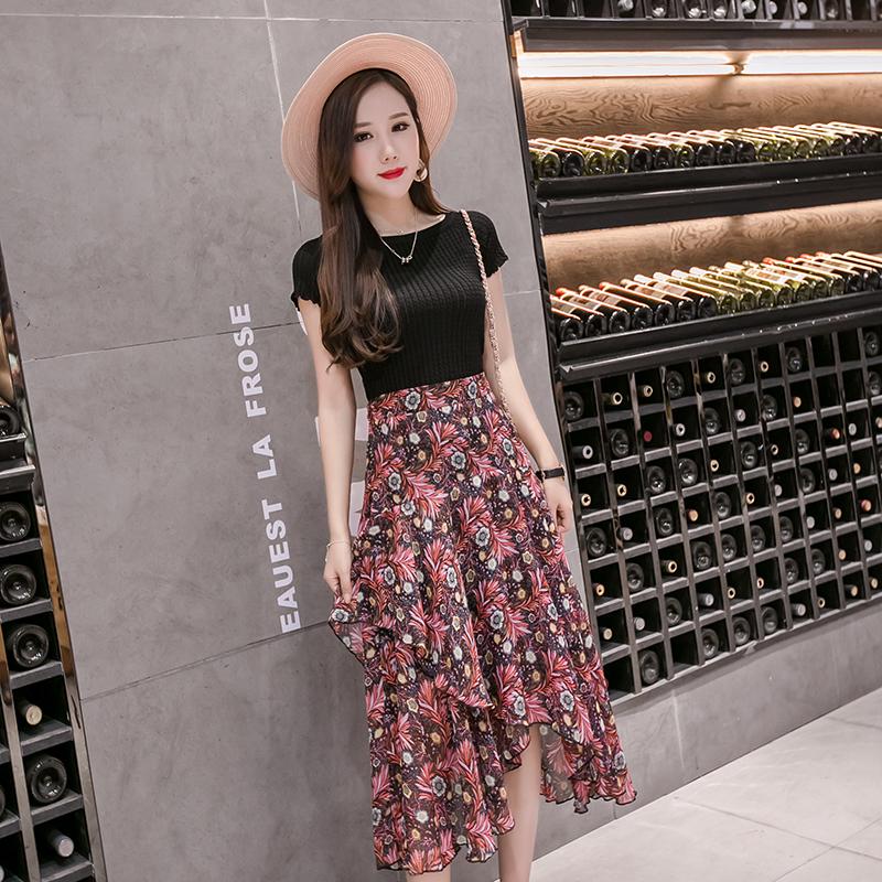 Long Chiffon Skirt Women Fashion 2020 Summer High Waist Floral Print Holiday Boho Beach Skirt Female