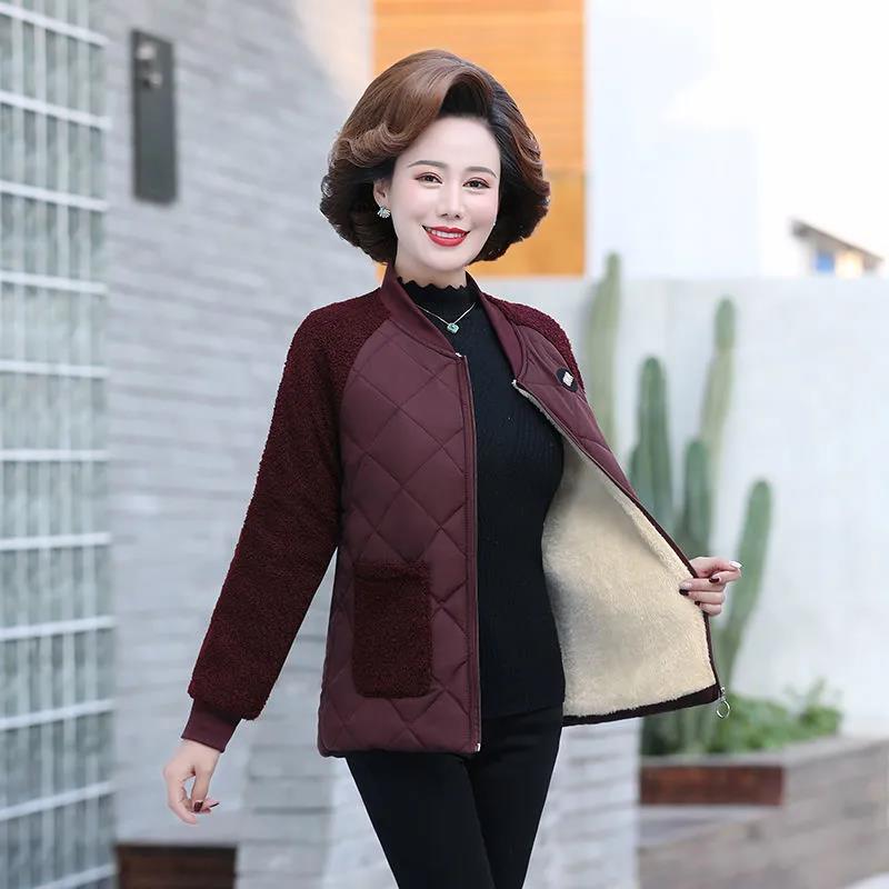 Mom's Fall/winter Clothes Padded Jacket Women Middle-aged and Elderly Winter Short Middle-aged Padded Jacket