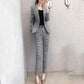 Spring and Autumn Black and White Professional Plaid Suit Suit Women's Temperament Long-sleeved Suit Pants Two-piece Set