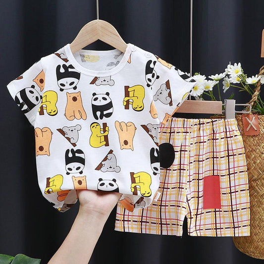 Children's Short-sleeved Suit Cotton Baby T-shirt Boys Summer Children's Clothing Girls Shorts Baby Clothes Summer Clothing
