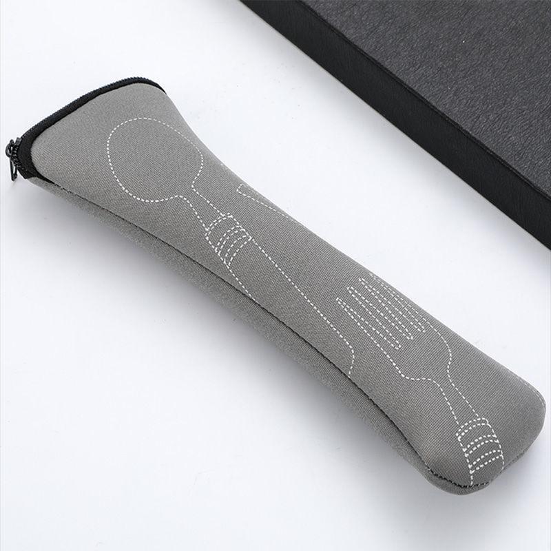 2pc Portable Tableware Cloth Bag Dinnerware Holder Lightweight Outdoor Travel Washable Zipper Student