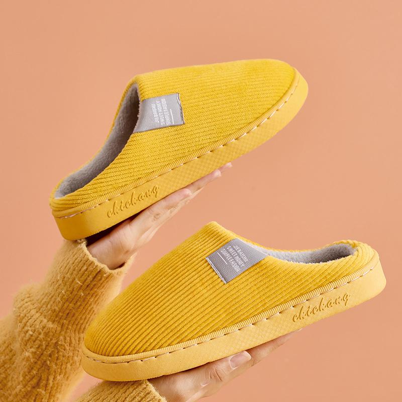Winter Couples Home Bedroom Household Cotton Mopping Women's Warm Non-slip Plush Cotton Shoes